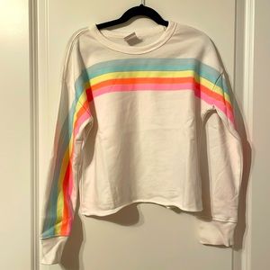 Girls Neon Stripes Cropped Sweatshirt - L